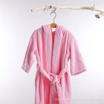 Manufacturer Comfortable 100% Cotton Solid Color Hooded Bathrobe